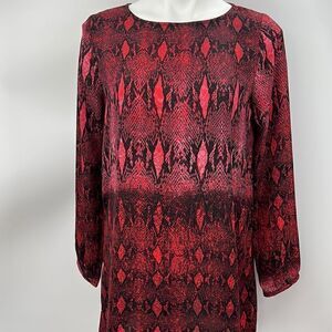 BB Dakota red black animal print long sleeve dress